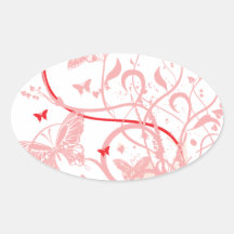 swirl10 BUTTERFLY FLORAL SWIRL RED PINKS ROSES GRA Sticker