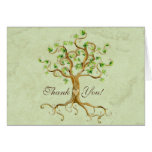 Swirl Tree Roots Antiqued Sage Thank You Note Card