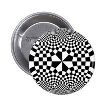 Swirling Checkers Optical Illusion Black & White Pins