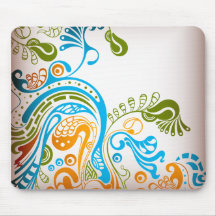 Swirling Leaves and Birds Mousemats