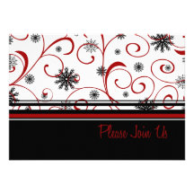 Swirls and Snow Christmas Dinner Invitation Card