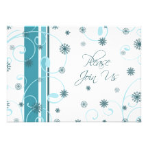 Swirls and Snow Christmas Dinner Invitation Card