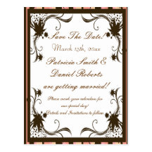 Swirls and Stripes Wedding Post Cards