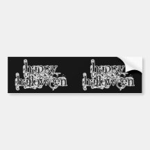 Swirly Grunge Happy Halloween Bumper Sticker