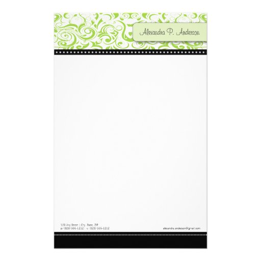 Swirly Lime Boutique Designer Stationery