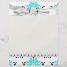 swirly modern aqua white black damask pattern personalized flyer