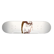 Swirly tree with flying birds graphic custom skate board