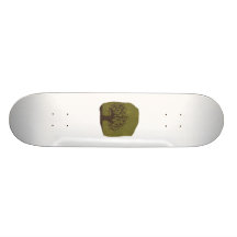Swirly tree with olive background n hearts skate deck