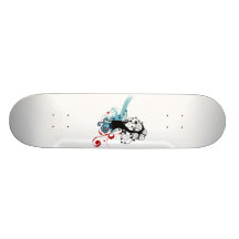 Swirly tree with red and blue skateboard decks