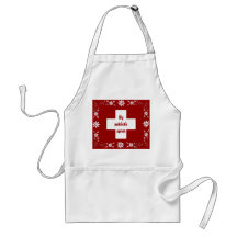 Swiss flag and edelweiss aprons