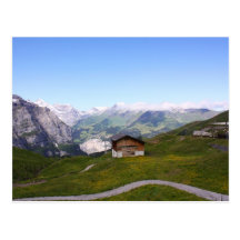 Swiss house and alps postcards