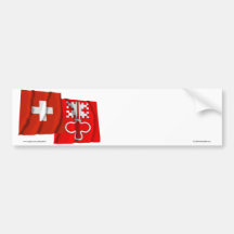 Switzerland & Nidwalden Waving Flags Bumper Sticker