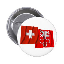 Switzerland & Nidwalden Waving Flags Pinback Button