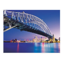 Sydney Harbour Bridge at Night Australia Postcard
