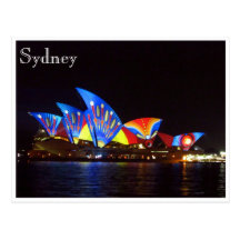 sydney opera house lights post card