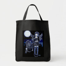 "Tabitha" Gothic Guardian Angel Art Canvas Tote Tote Bags