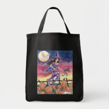 Tabitha - Witch, Cat and Owl Tote Bag