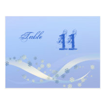 Table Number Card Winter Blue Post Cards