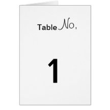 Table Number Greeting Cards