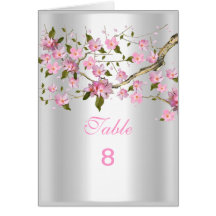 Table Number Place Cards Asian Pink Floral note