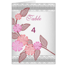 Table Number Place Cards Pink Floral note