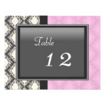 Table Number Wedding Card - Light Pink Damask Invites