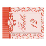 Table Numbers in Ornate Tangerine Tango Pattern Post Card