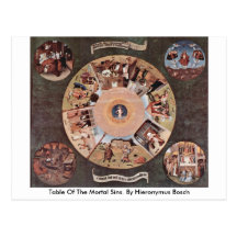 Table Of The Mortal Sins. By Hieronymus Bosch Postcard