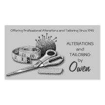Tailor, Alterations, Tailoring, Seamstress, Tailor Business Card