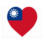 Taiwan China Flag Heart Post Cards