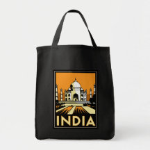 taj mahal india art deco retro poster canvas bags