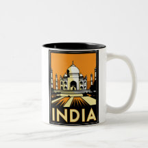 taj mahal india art deco retro travel vintage mugs