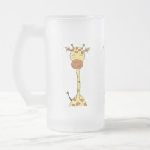 Tall Cute Giraffe. Cartoon Animal. Mugs