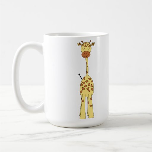 Tall Cute Giraffe. Cartoon Animal. Mugs