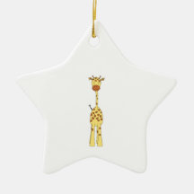 Tall Cute Giraffe. Cartoon Animal. Christmas Ornaments