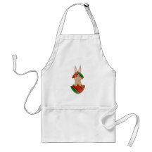 Tan Bunny In A Christmas Ornament Aprons
