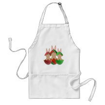 Tan Bunny In A Christmas Ornaments Apron