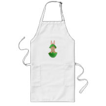 Tan Bunny In A Green Christmas Ornament Apron