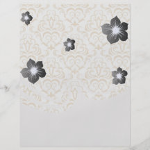 tan gold on white ornate damask pattern custom flyer