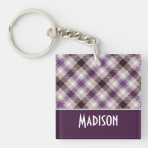Tan & Purple Plaid Acrylic Keychain
