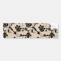 Tan with Black Floral Silhouette Bumper Sticker