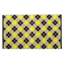 Tan, Yellow, Black and White Argyle iPad Folio Cases