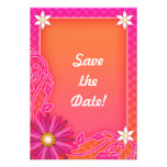 Tangerine and Pink Floral Wedding Save the Date Personalised Announcement