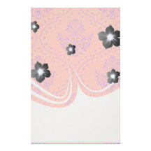 tangerine and purple henna style damask custom stationery