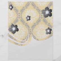 tangerine orange black white ornate damask custom flyer