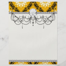 tangerine orange black white ornate damask personalised flyer