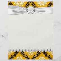 tangerine orange black white ornate damask full colour flyer