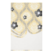 tangerine orange black white ornate damask customised stationery
