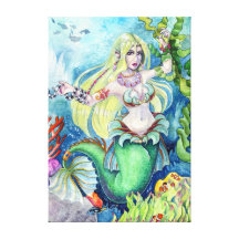 Tangled in Seaweed Mermaid Wrapped Canvas Art Canvas Print
