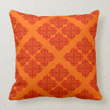 Tango Orange Damask Pillow